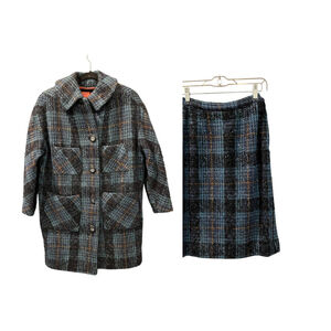 Vintage 60's Donnybrook Original Pea Coat Suit Set Jacket Skirt Wool Size Small